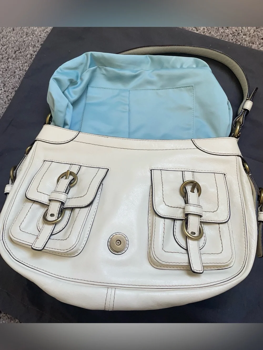 Coach Legacy Garcia Buckle Ivory leather Shoulder Bag (Preowned)
